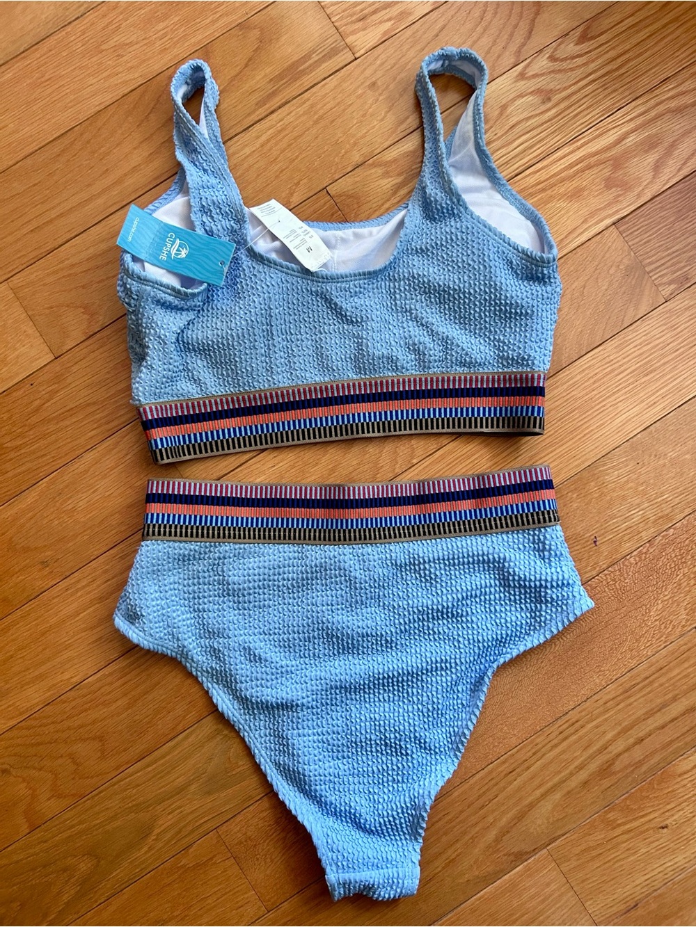 NWT CUPSHE Women’s Light Blue Textured Two-Piece Bikini - Picture 2 of 2
